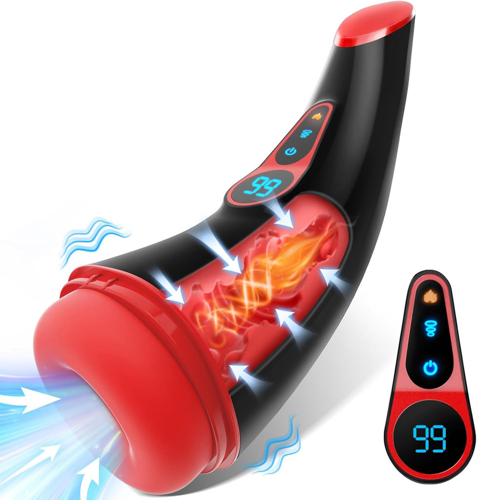 Sex Toys for Men Male Masturbator - Adult Toys Male Masturbators Penis Pump with 9 Sucking & 9 Vibrating Modes, 3D Textured Sleeve Heating Mens Sex Toy Male Stroker, LCD Display Pocket Pussy for Men