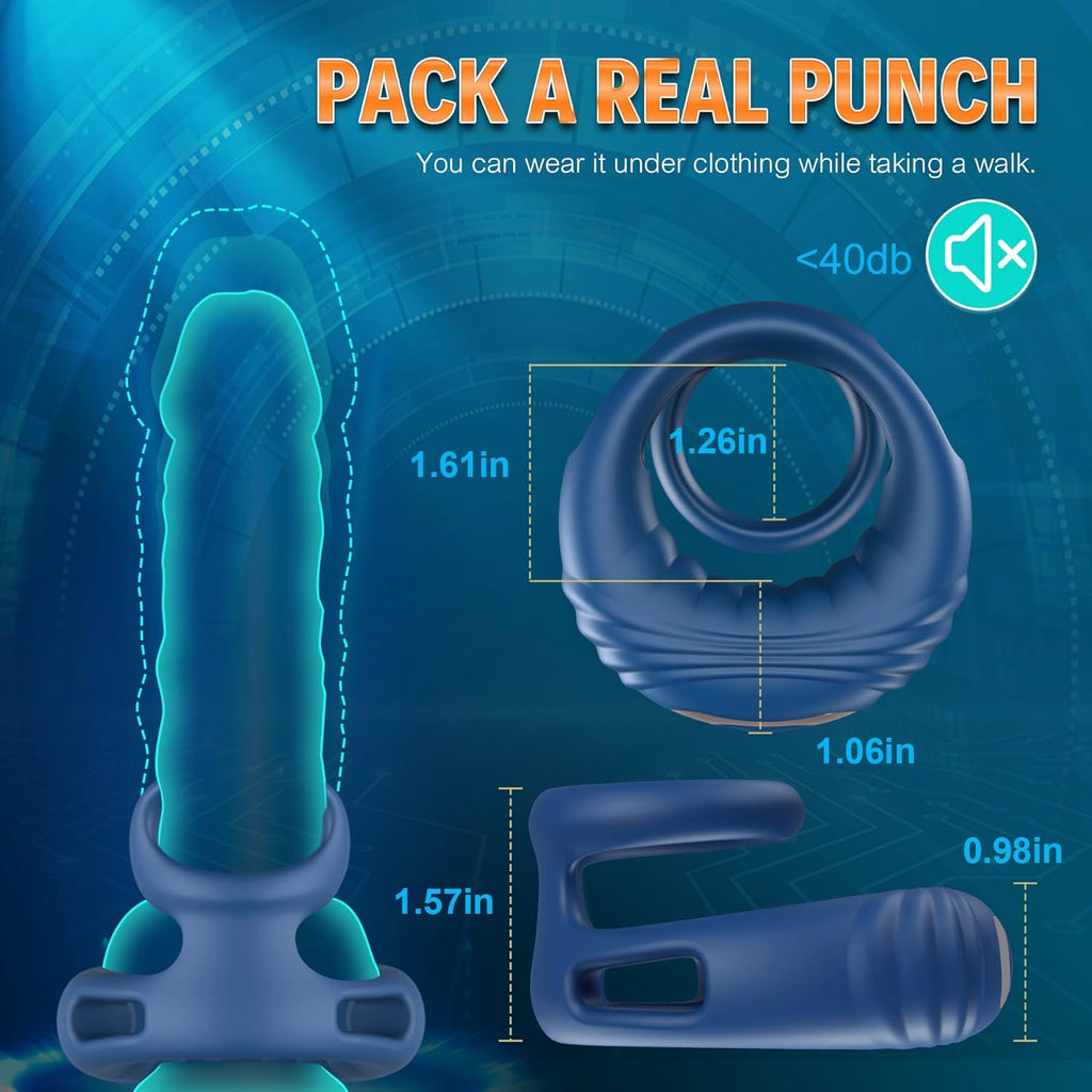 Vibrating Cock Ring Couples Sex Toys - LATUNE, Remote Control Penis Vibrator with 10 Intense Vibrations, Stretchy Dual Ring Vibrating Penis Ring for Harder Erections, Adult Mens Male Sex Toys for Men