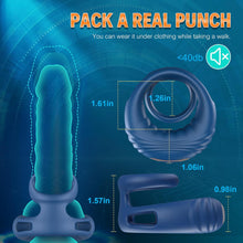 Load image into Gallery viewer, Vibrating Cock Ring Couples Sex Toys - LATUNE, Remote Control Penis Vibrator with 10 Intense Vibrations, Stretchy Dual Ring Vibrating Penis Ring for Harder Erections, Adult Mens Male Sex Toys for Men