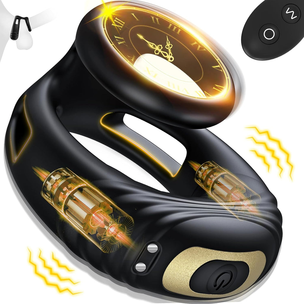 Vibrating Cock Ring Couples Sex Toys - LATUNE, Remote Control Penis Vibrator with 10 Intense Vibrations, Stretchy Dual Ring Vibrating Penis Ring for Harder Erections, Adult Mens Male Sex Toys for Men