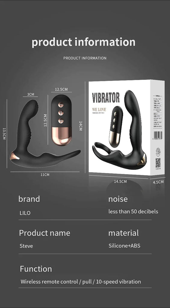 Anal Plug Pull Prostate Massager Wireless Remote Control Double Shock Sex Masturbator Adult Products