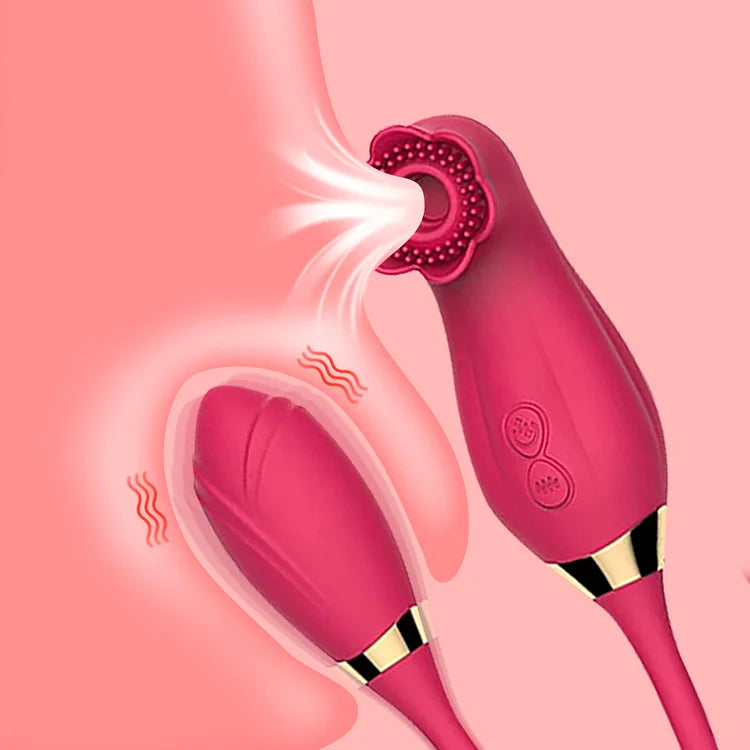 Powerful Rose Vibator Toy for Women Nipple Oral Clitoris  Vacuum Stimulation  Sucker