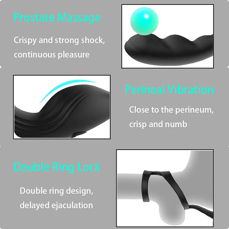 9 Speed Vibrating Prostate Massager Delayed Ejaculation Ring Anal Plug Vibrator With Remote Control