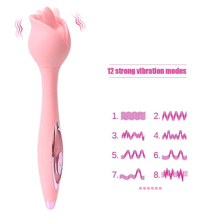 Rose Tongue Licking Wand Vibrator