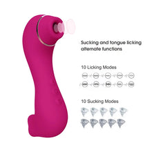 Load image into Gallery viewer, Clitoral Sucking &amp; Licking G Spot Vibrator for Double Stimulation, Clit Tongue Stimulator Vaginal Breast Nipple Massager