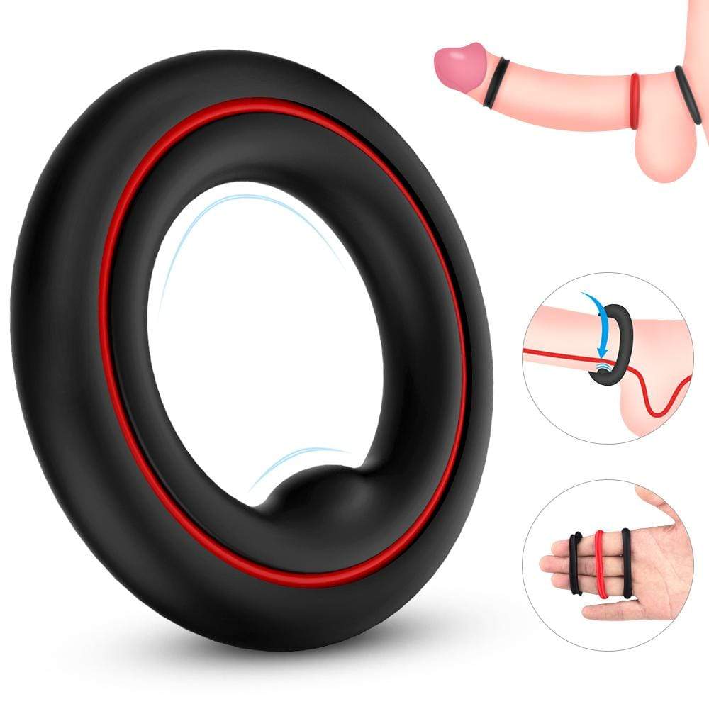 1.5-Inch Premium Stretchy Longer Harder Stronger Erection Cock Ring Set