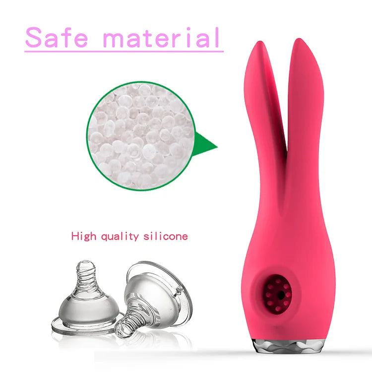 Honey Tongue Tracking Rabbit Ear Shock-absorbing Heating Rod Female Sucking Vibration Masturbation Device Adult Products