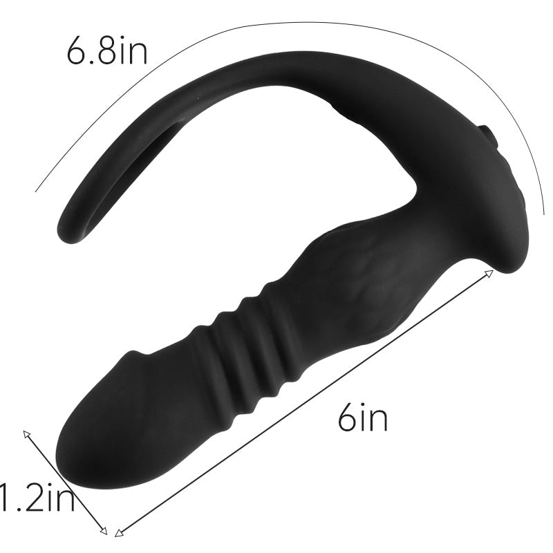 10 Thrusting Vibrating Prostate Massager with Cock Ring and Remote Control