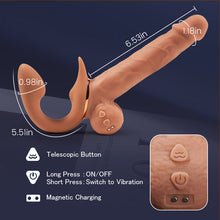 Load image into Gallery viewer, Jessell 9 Vibrating Telescopic Clitoral Strap On Adjustable Lifelike Dildo Rabbit Ear Double Ended