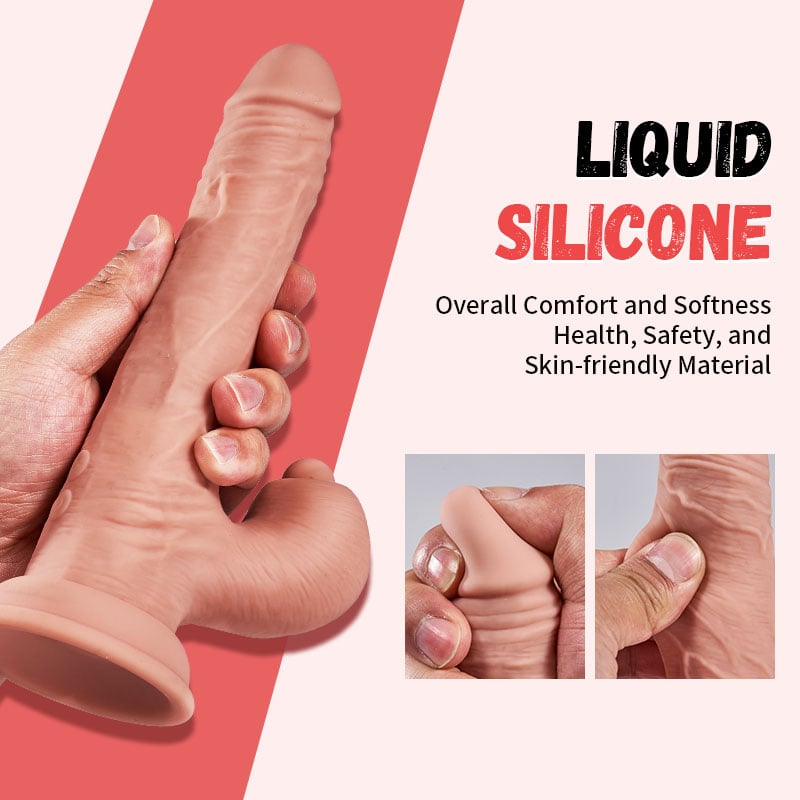 Dual-head Silicone Realistic Dildo with Thrusting Heating Function