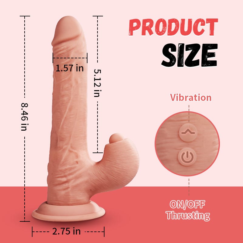 Dual-head Silicone Realistic Dildo with Thrusting Heating Function