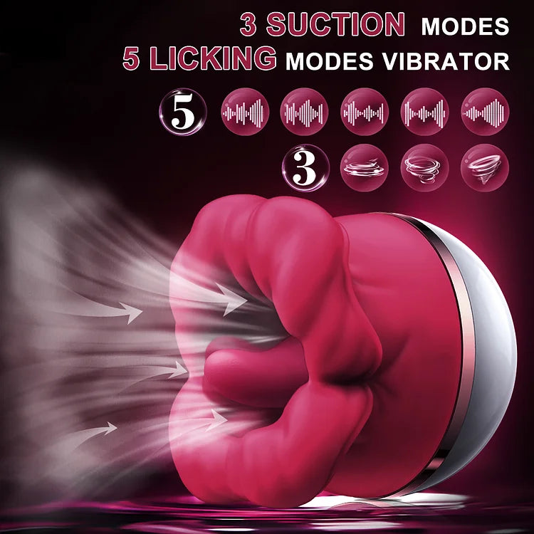 Tongue Sucking Large-mouth Female Masturbator Massager Rechargeable Vibrator