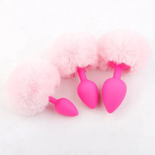 Load image into Gallery viewer, Pure Love Fluffy Bunny Tail, Silicone Anal Butt Plug, 3 Color, Adult Sex Toy