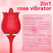 Load image into Gallery viewer, 2 In 1 Rose Clitoris Vibrator Tongue Licking Thrusting Vibrator Nipple Stimulator