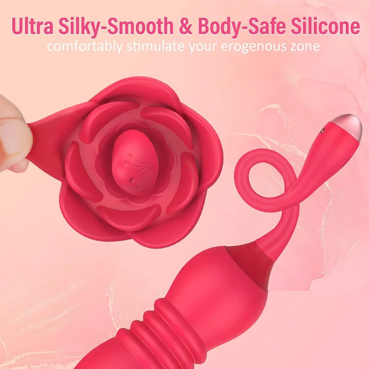 Rose Toy Tongue-licking Vibrator And Remote Control Retractable Jump Egg Set