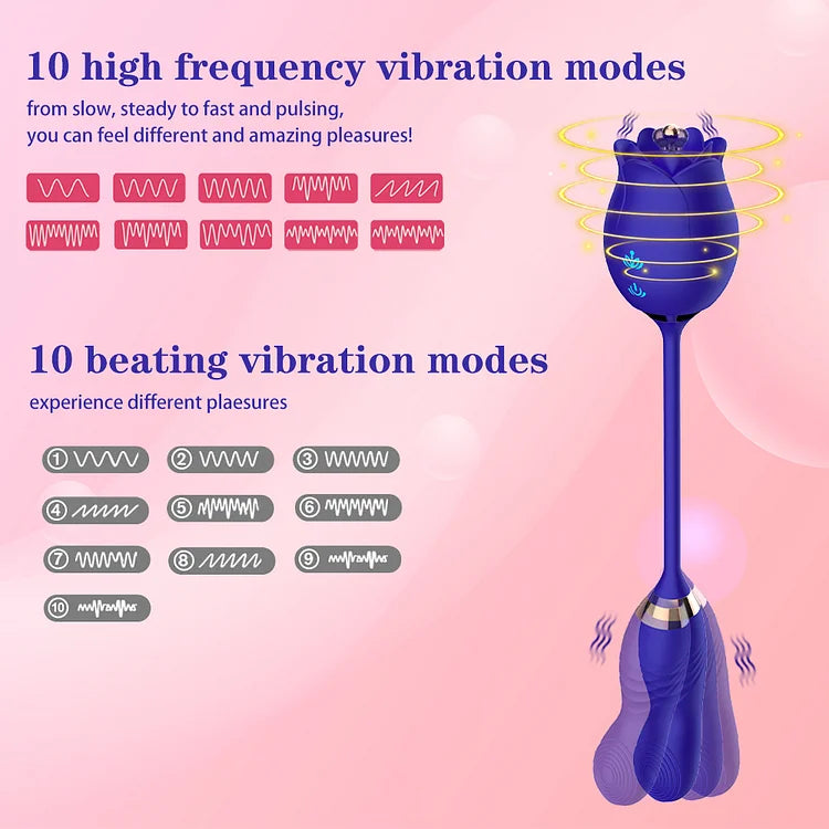 Rose Telescopic Clitoris Stimulator Vibrators Sex Toys For Women 8.0