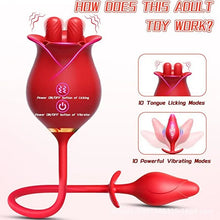 Load image into Gallery viewer, Romeo Double-pistil Tongue-licking Rose Toy With Vibrating Anal Plug