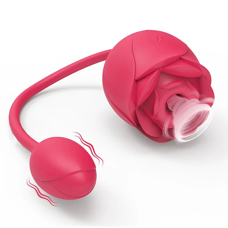 3-in-1 Double Headed Sucking Tapping Rose Toy With Vibrating Bud