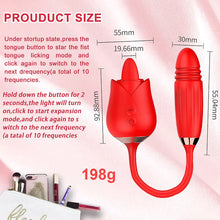 Load image into Gallery viewer, 2 In 1 Rose Toy Tongue Licking Rose Vibrator With Telescopic Bullet