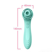 Load image into Gallery viewer, 2-in-1 cyan rose Sucking And Vibrating Stick