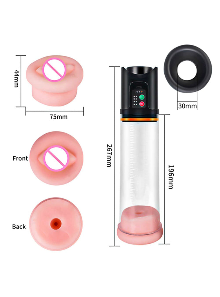 4 Modes Adjustable Suction Penis Pump with Extra Realistic Silicone Ring