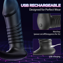 Load image into Gallery viewer, 10 Thrilling Vibration 3 Thrusting Silicone Remote Control Cock Ring Anal Vibrator