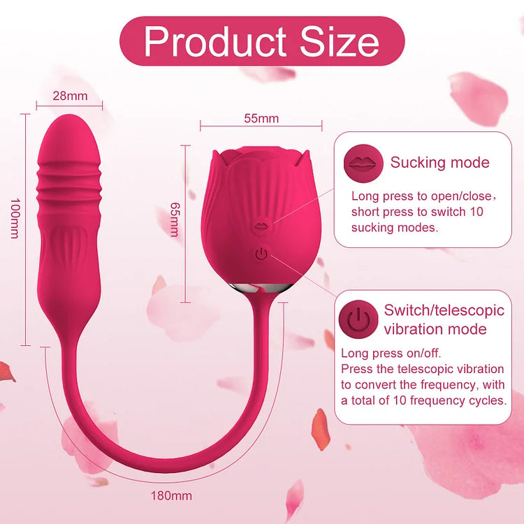 New 2-in-1 Rose Toy Sucking And Telescopic Vibrator