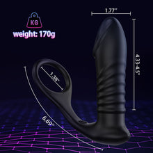 Load image into Gallery viewer, 10 Thrilling Vibration 3 Thrusting Silicone Remote Control Cock Ring Anal Vibrator