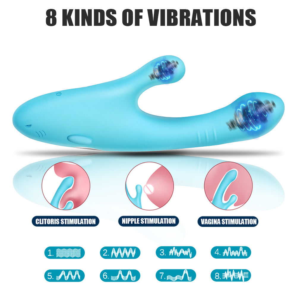 Shark Vibrator Nipple Clitoris Stimulator Vagina Massager G-spot Rabbit Vibrator