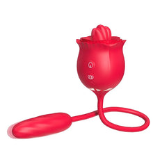 Load image into Gallery viewer, 2 In 1 Rose Toy Thrusting Dildo Vibrator With 9 Tongue Licking 9 Thrusting Vibrating