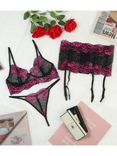 Load image into Gallery viewer, Bra Lace Perspective Three Piece Underwear Set