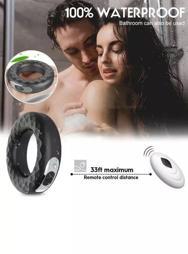 1.6 Inch Wireless Remote Control 10 Frequency Vibration Cock Ring Waterproof