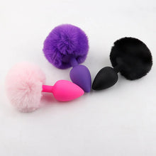 Load image into Gallery viewer, Pure Love Fluffy Bunny Tail, Silicone Anal Butt Plug, 3 Color, Adult Sex Toy