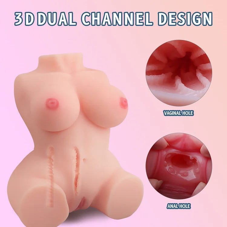 5.7lb Realistic Vagina Breast Pocket Pussy Ass Masturbator With 3d Dual Channel