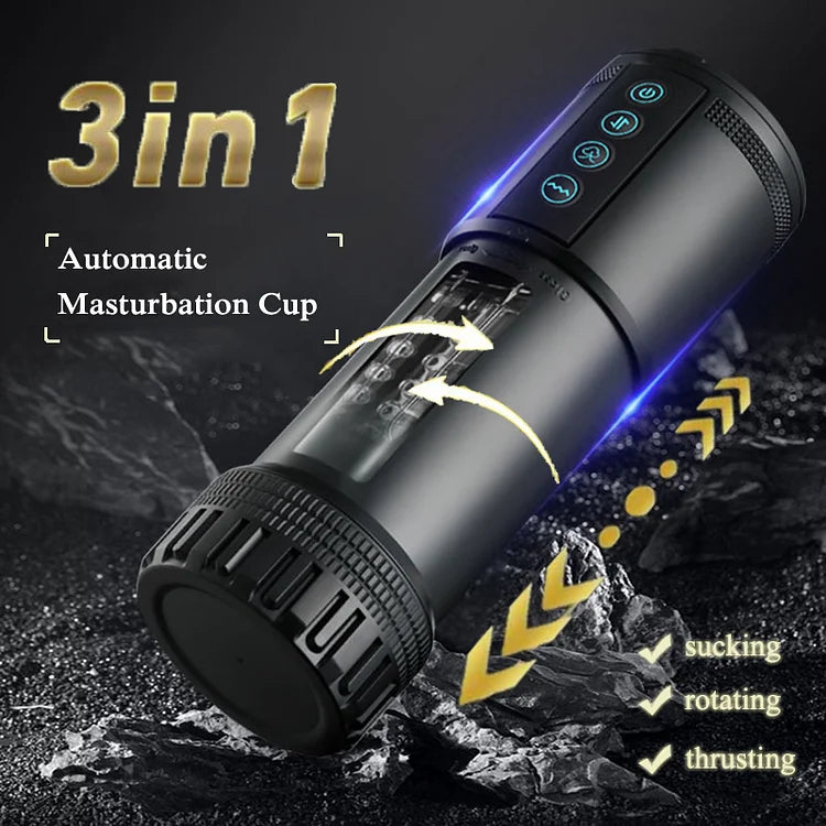 Black Panda Adams 5 Sucking 5 Telescoping 10 Vibrating Oral Sex Masturbation Cup