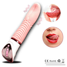 Load image into Gallery viewer, Silicone Vibrating Masturbator Magic Tongue Female Electric Granule Tongue Masturbator Licking Yin Vibrating Rod Adult Supplies