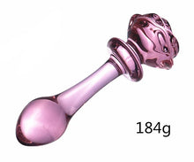 Load image into Gallery viewer, Glass Pink Rose Butt Plug