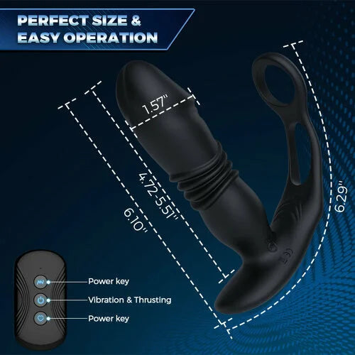 3 -Thrusting & 12 -Vibrating Cock Rings Prostate Massager