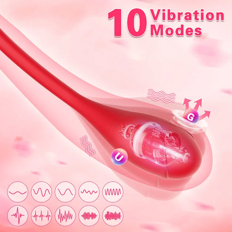 2 In 1 Rose Clitoris Vibrator Tongue Licking Thrusting Vibrator Nipple Stimulator