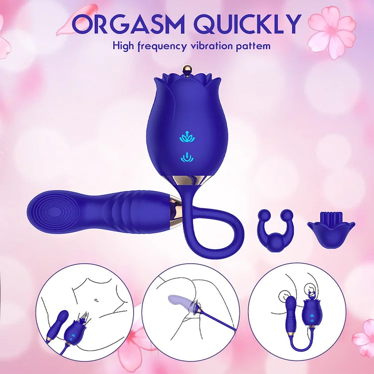 Rose Telescopic Clitoris Stimulator Vibrators Sex Toys For Women 8.0