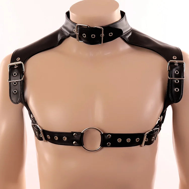 Male Bd/sm Pu Leather Bondage Men's Leather Clothes