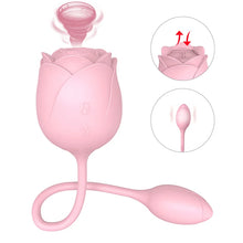 Load image into Gallery viewer, 3-in-1 Double Headed Sucking Tapping Rose Toy With Vibrating Bud