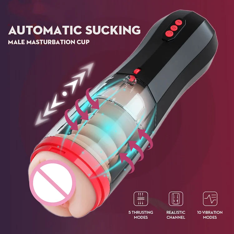 Telescopic Vibrating Masturbation Cup Male Penis Exerciser