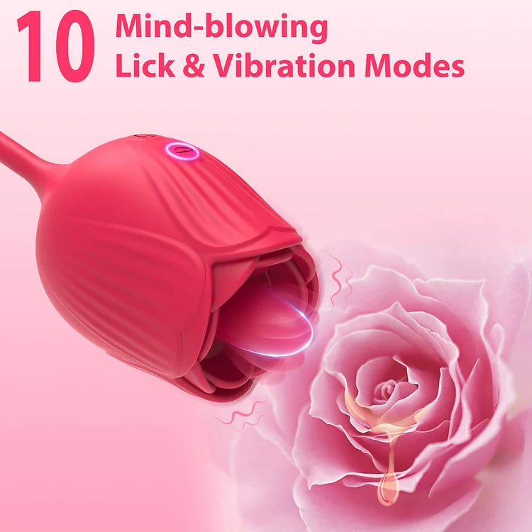 Rose Female Tongue Licking Egg Jumping Telescopic Masturbation Device Double-headed Vibrating Sex Toy