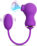 Rose Vibrator Clitoral Sucking Vibrator with Vibrating Egg, 2 in 1 Clit & G-spot Stimulator with 7 Suction & 7 Vibration Modes