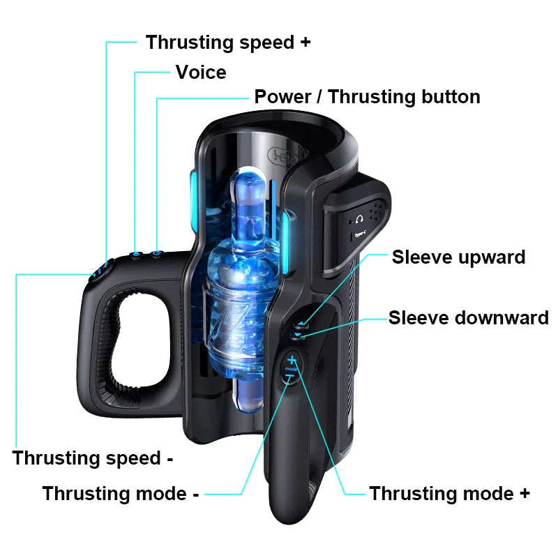 Leten Cannon King Pro Thrusting High-speed Motor Masturbator Cup with Phone Holder