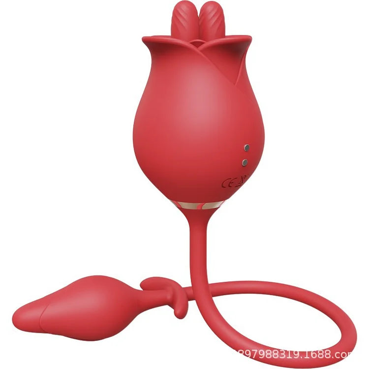 Romeo Double-pistil Tongue-licking Rose Toy With Vibrating Anal Plug