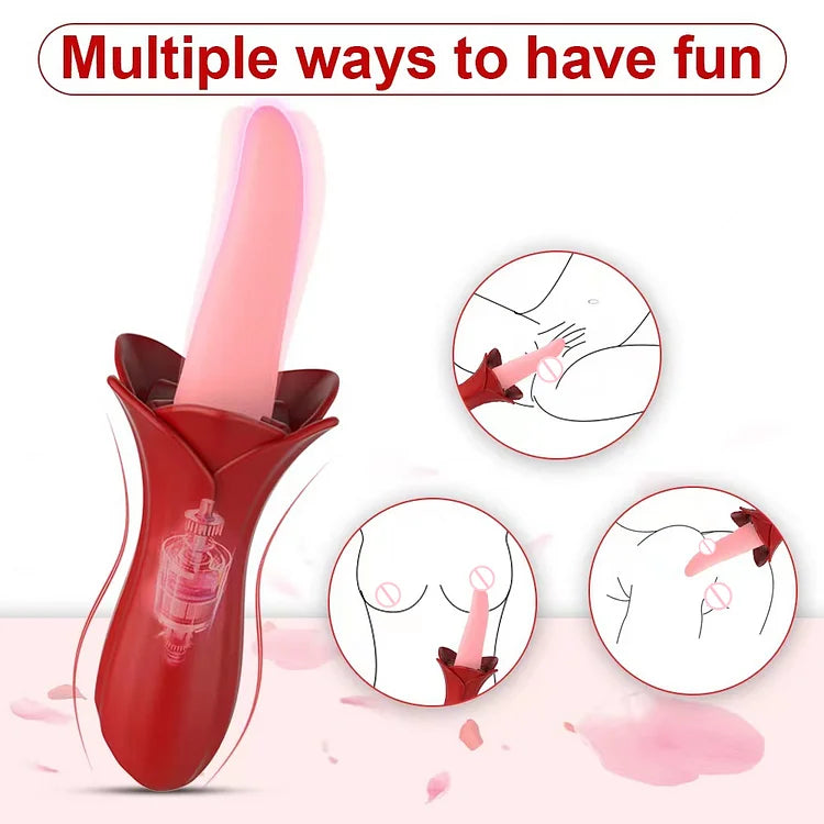 Rose Tongue Vibrating Stick Vaginal Licking Clitoris Stimulator