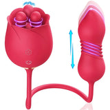 S475-7 4-in-1 Three Pistils Rose Toy With Telescopic Egg