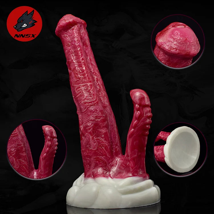 Large And Small Double-headed Imitation Heteromorphic Penis Female False Penis Dual-channel Vaginal And Anal Dual-purpose Comrade Masturbation Sex Products